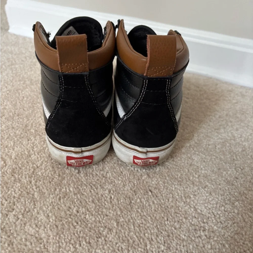 Vans Black and White High-Top Sneakers with Brown Accents - Picture 6 of 7